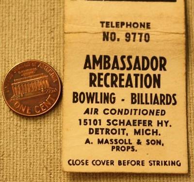 Ambassador Lanes (Argyle Lanes) - Ambassador Recreation Matchbook (newer photo)